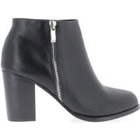 chaussmoi black low boots with thick heel 8cm bi material womens low a ...