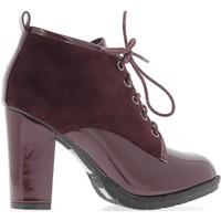 chaussmoi burgundy boots with thick heel 9cm bi material womens low an ...