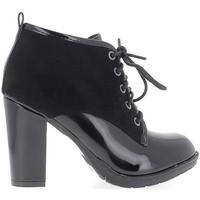 chaussmoi black boots with thick heel 9cm bi material womens low ankle ...