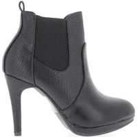 Chaussmoi Boots women black bi material end 9.5 cm heel women\'s Low Ankle Boots in black
