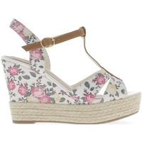 Chaussmoi Pink heels wedge Sandals 11 cm print flowers women\'s Sandals in white