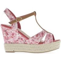 Chaussmoi Pink heels wedge Sandals 11 cm print flowers women\'s Sandals in pink