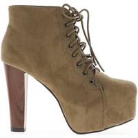 chaussmoi boots taupe heel wood 115 cm ends rights aspect suede womens ...