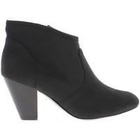 chaussmoi black women boots at 7cm heel womens low ankle boots in blac ...