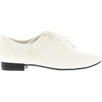 chaussmoi white richelieux gloss 2cm heel and laces womens low ankle b ...