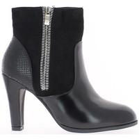 chaussmoi black boots to thin heels 9cm round bouts three materials wo ...