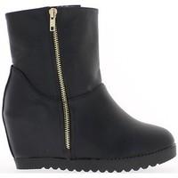 chaussmoi black boots at heels of 8cm and thick soles womens low ankle ...