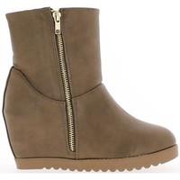 chaussmoi boots taupe 8cm invisible heel and thick soles womens low an ...