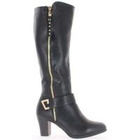 chaussmoi black women boots with 6cm heel womens high boots in black