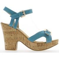 chaussmoi blue sandals at heel of 105 cm and platform with loop womens ...