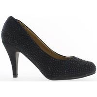 Chaussmoi Pumps large female waist black sequinned 12cm heel and platform women\'s Court Shoes in black