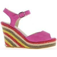 Chaussmoi Sandals Fuchsias to 10.5 cm and platform wedge heel women\'s Sandals in pink