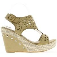 Chaussmoi Beige wedge Sandals heels of 10.5 cm and 3.5 cm tray women\'s Sandals in BEIGE