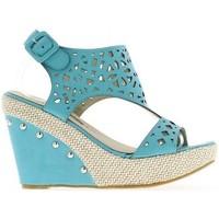 chaussmoi blue wedge sandals heels of 105 cm and 35 cm tray womens san ...