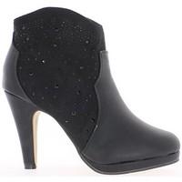 chaussmoi ankle boots shoes black women doubled to 3cm heel womens low ...