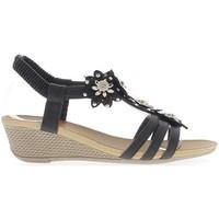 Chaussmoi Small 5cm heel and rhinestone black wedge sandals women\'s Sandals in black
