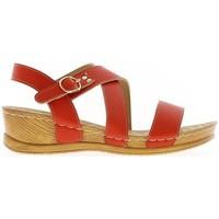 Chaussmoi Black comfort wedge Sandals to 5cm heel women\'s Sandals in red