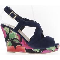 Chaussmoi Blue floral 10.5 cm heel and platform wedge sandals women\'s Sandals in blue