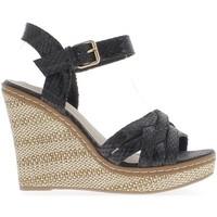 Chaussmoi Black wedge Sandals 11.5 cm heel and platform women\'s Sandals in black