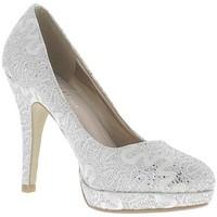 Chaussmoi Grey silver pumps lace and glitter heels for 11 cm and mini plat women\'s Court Shoes in grey