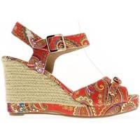 Chaussmoi Comfort red wedge Sandals to 5cm heel women\'s Sandals in red