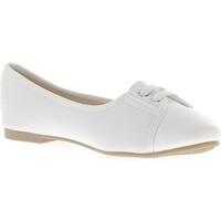 Chaussmoi Ballerines blanches toile et verni avec faux lacets women\'s Shoes (Pumps / Ballerinas) in white