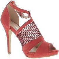 Chaussmoi Escarpins plateforme ouverts dentelle rouges à talons fins de 11 women\'s Court Shoes in red