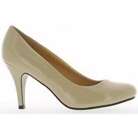 Chaussmoi Shoes large women size beige to 9.5 cm heel women\'s Court Shoes in BEIGE
