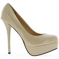 Chaussmoi Shoes women beige nail 14cm heel and Platform 4cm women\'s Court Shoes in BEIGE
