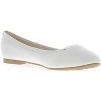 Chaussmoi Ballerines blanches avec liseré aspect miroir argent women\'s Shoes (Pumps / Ballerinas) in white