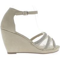 chaussmoi wedge sandals woman look beige suede lace heel 8 5 cm womens ...