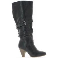 chaussmoi black women boots with 8 cm heels womens high boots in black