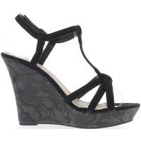 Chaussmoi Sandales compensées noires aspect daim à talon de 11 cm avec fin women\'s Sandals in black