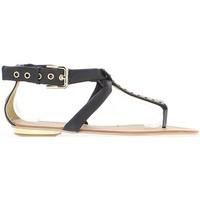 Chaussmoi Black flip-flops to large golden buckle women\'s Flip flops / Sandals (Shoes) in black