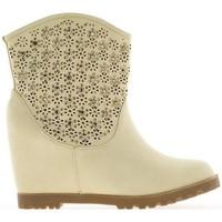 chaussmoi compensated beige boots louvered 8cm heel and rhinestones wo ...