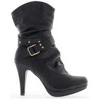 chaussmoi black women boots with zipper and 10cm heel womens low ankle ...