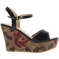 chaussmoi black wedge sandals heel 11cm and tray womens sandals in bla ...