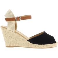 Chaussmoi Black wedge Sandals to 8.5 cm aspect suede heels women\'s Sandals in black