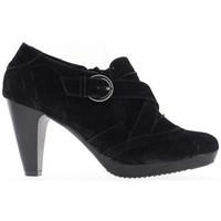 Chaussmoi Richelieux woman Black 8cm heel and mini platform women\'s Low Ankle Boots in black