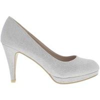 Chaussmoi Large pumps size silver sequined 10cm heels and platform women\'s Court Shoes in grey