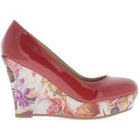 chaussmoi compensated pumps red woman polish 105 cm heels and flowery  ...