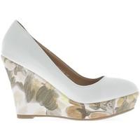 chaussmoi pumps cleared woman white varnish 105 cm heels and flowery p ...