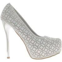Chaussmoi Pumps silver thin 14cm with Rhinestones and platform heels women\'s Court Shoes in Silver