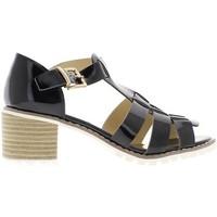 Chaussmoi Black Sandals varnished to large 6.5 cm heel women\'s Sandals in black