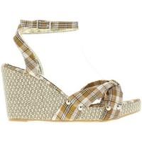 chaussmoi wedge sandals woman chestnuts and white heel 95 cm womens sa ...