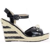 Chaussmoi Wedge Sandals 11cm heel and shelf varnished black woman women\'s Sandals in black