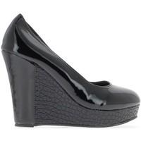 chaussmoi offset black varnished heel 115 cm and plateau womens court  ...