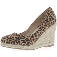 Chaussmoi Espadrilles compensées léopard à talon de 9, 5cm et plateau aspec women\'s Court Shoes in brown