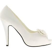 chaussmoi great open toe pumps size white satin heel 13cm womens court ...