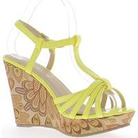 Chaussmoi Sandales compensées jaunes vernies à talon multicolore de 11 cm women\'s Sandals in yellow